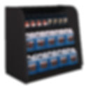 Thumbnail: RTS Retail gas bar storage black roll top merchandiser displaying washer fluid on white background