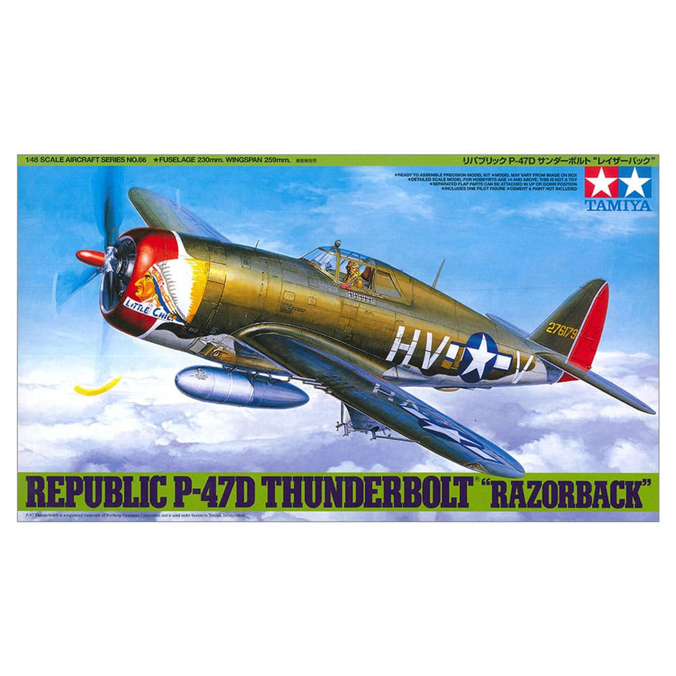 TAMIYA 1/48 SCALE REPUBLIC P-47D THUNDERBOLT® "RAZORBACK" 61086