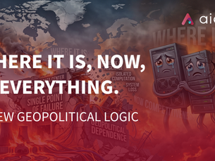 전쟁 상황 속 공격받는 데이터센터와 무너지는 서버를 통해 중앙 집중형 인프라의 취약성과 지정학적 리스크를 표현한 이미지