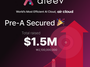 AIEEV Pre-A 투자 유치 $1.5M 달성과 성장 그래프를 시각화한 이미지