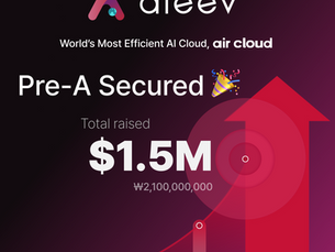 AIEEV Pre-A 투자 유치 $1.5M 달성과 성장 그래프를 시각화한 이미지