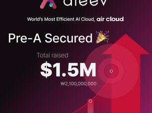 AIEEV Pre-A 투자 유치 $1.5M 달성과 성장 그래프를 시각화한 이미지