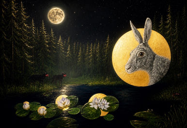 fullmoon
animal meeting at the lake hare moose frogs midnight painting illustration sketch art berlin nordic noir tale scandic