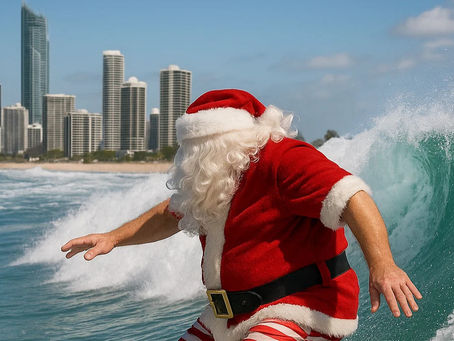 Santa surfing