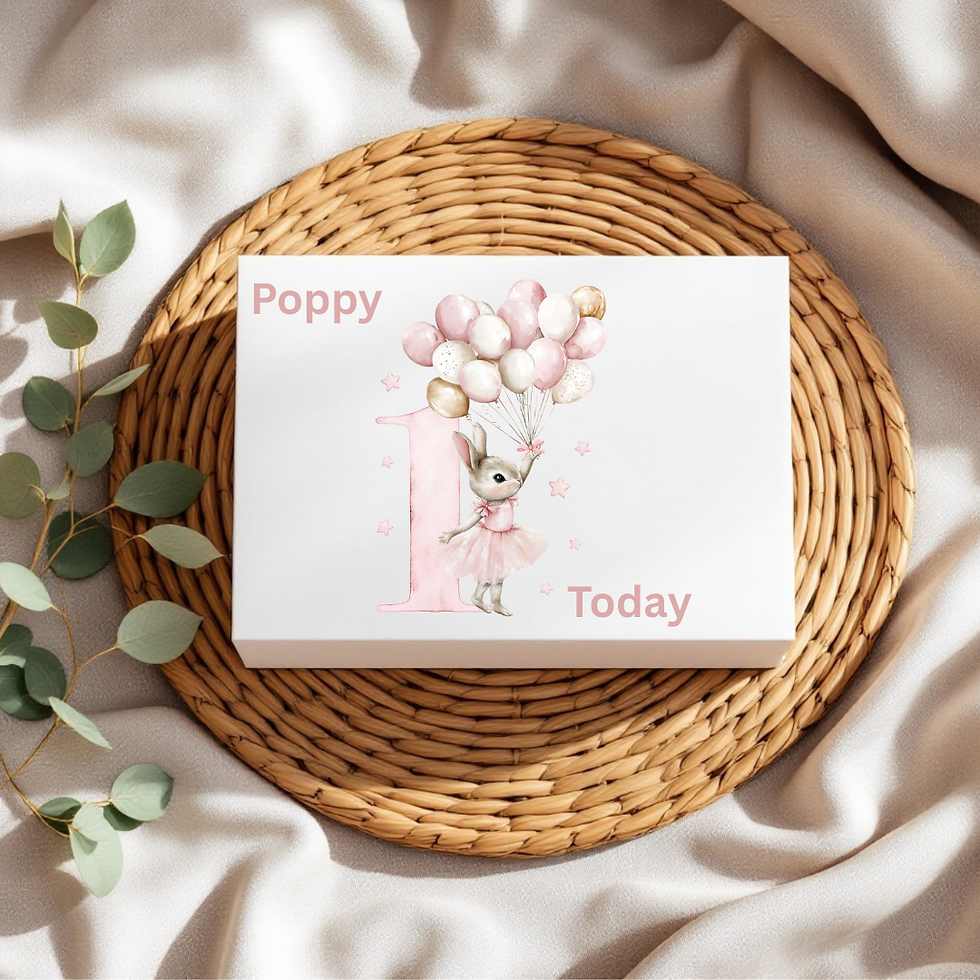 Pastel Pink Bunny Birthday Gift Box