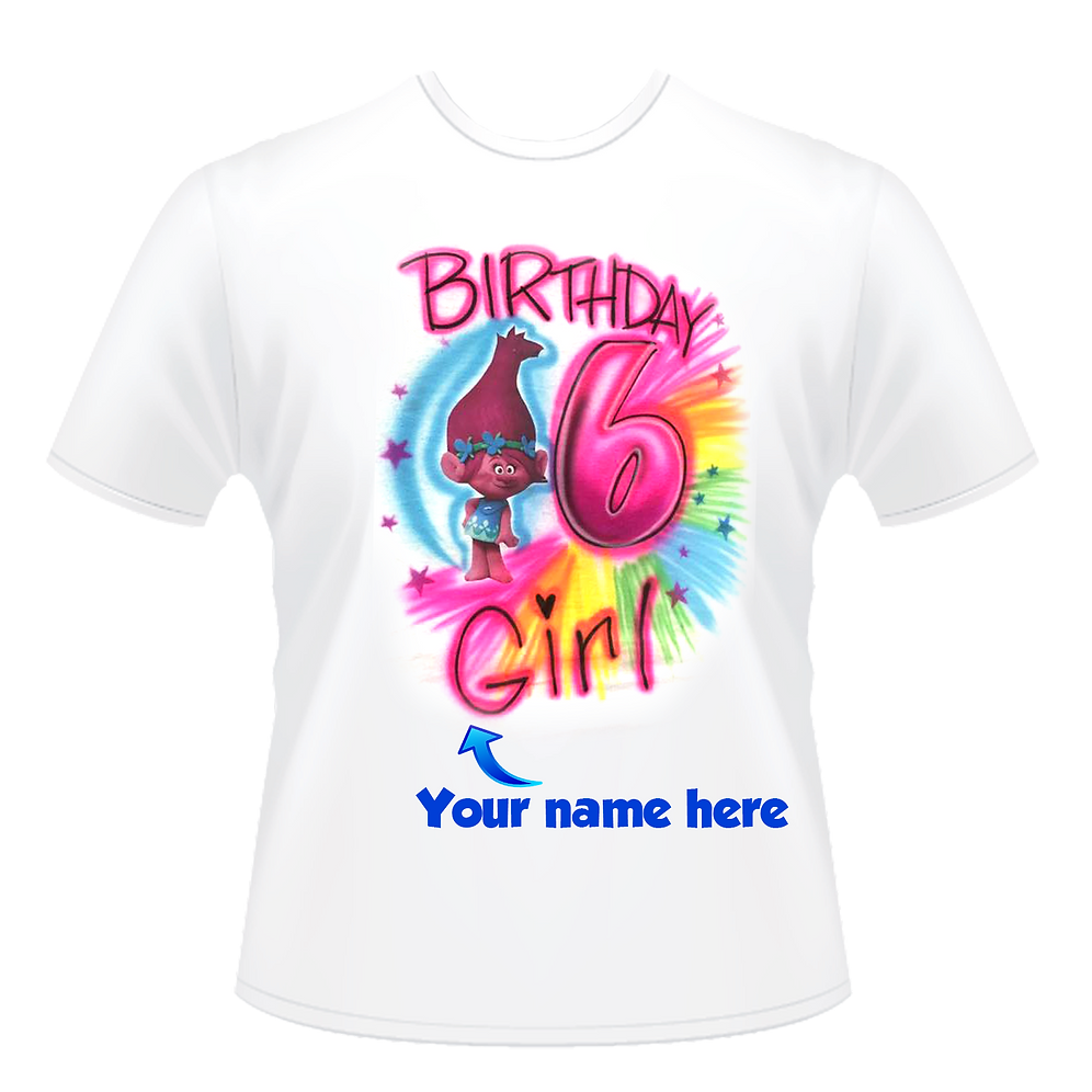 Trolls poppy birthday shirt, Airbrush