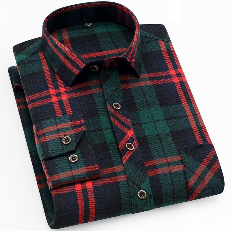 Thumbnail: Casual Men's Plaid Shirt Business Office Long Sleeve