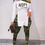 Thumbnail: Camo Letter Print Split Hem Top & Ladder Cutout Pants Set