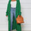 Thumbnail: Open Front Cable Knit Longline Cardigan