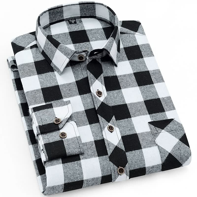 Thumbnail: Casual Men's Plaid Shirt Business Office Long Sleeve