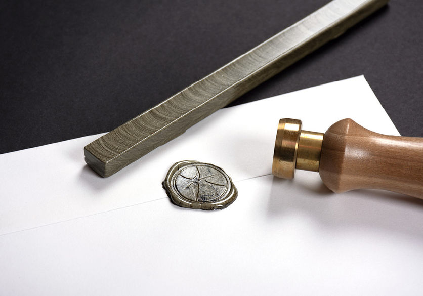 Couvert mit Siegelstempel