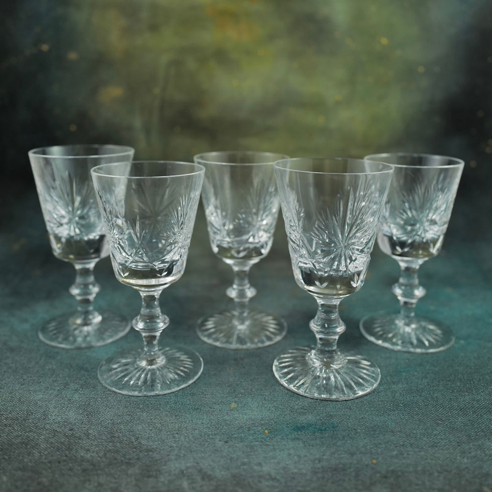 A Set of Five Classic Star of Edinburgh Cut Crystal Wine Glasses