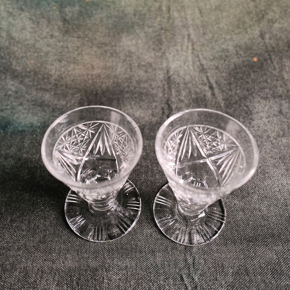 Thumbnail: Six Small Vintage Cut Crystal Glasses