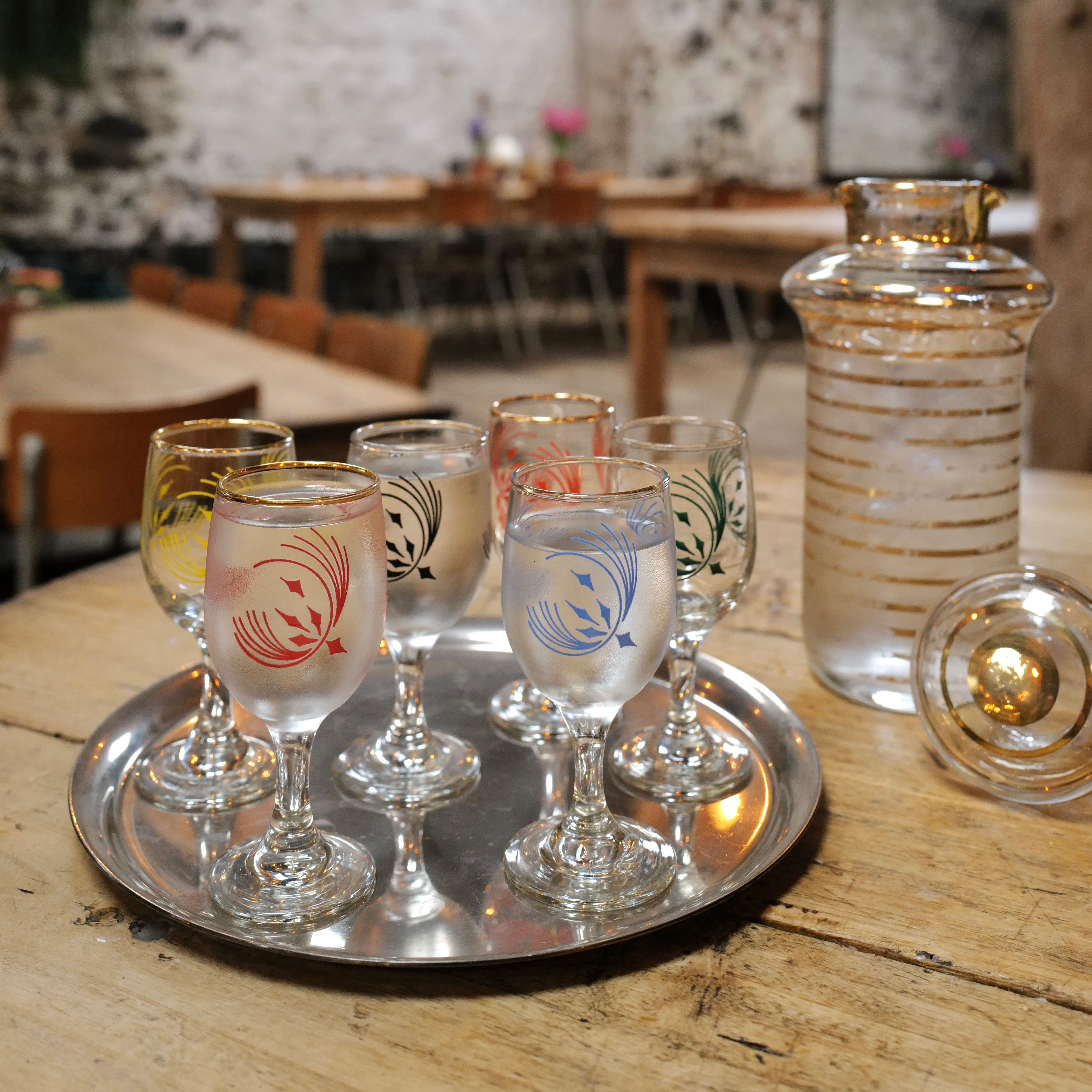 A Set of Six Vintage Chesterfield Midcentury Glasses