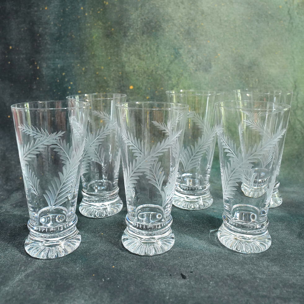 Thumbnail: A Rare Etched Stuart Crystal Jug and Large Glasses Set