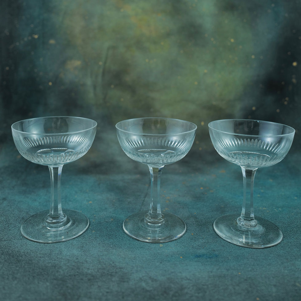 A Trio of Edwardian Cut Crystal Champagne Coupes