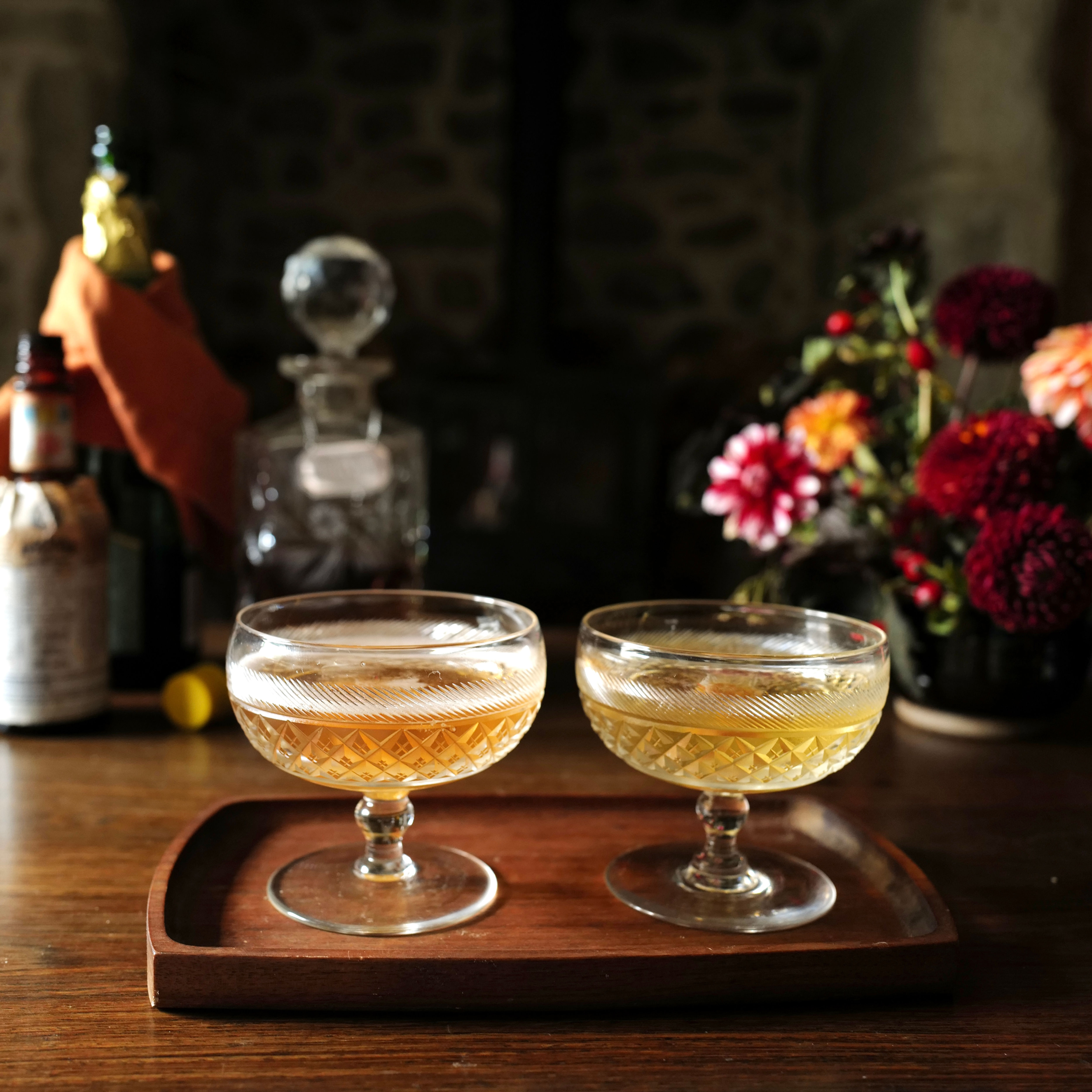 A Pair of Stunning Vintage Webb Heirloom Crystal Champagne Coupes