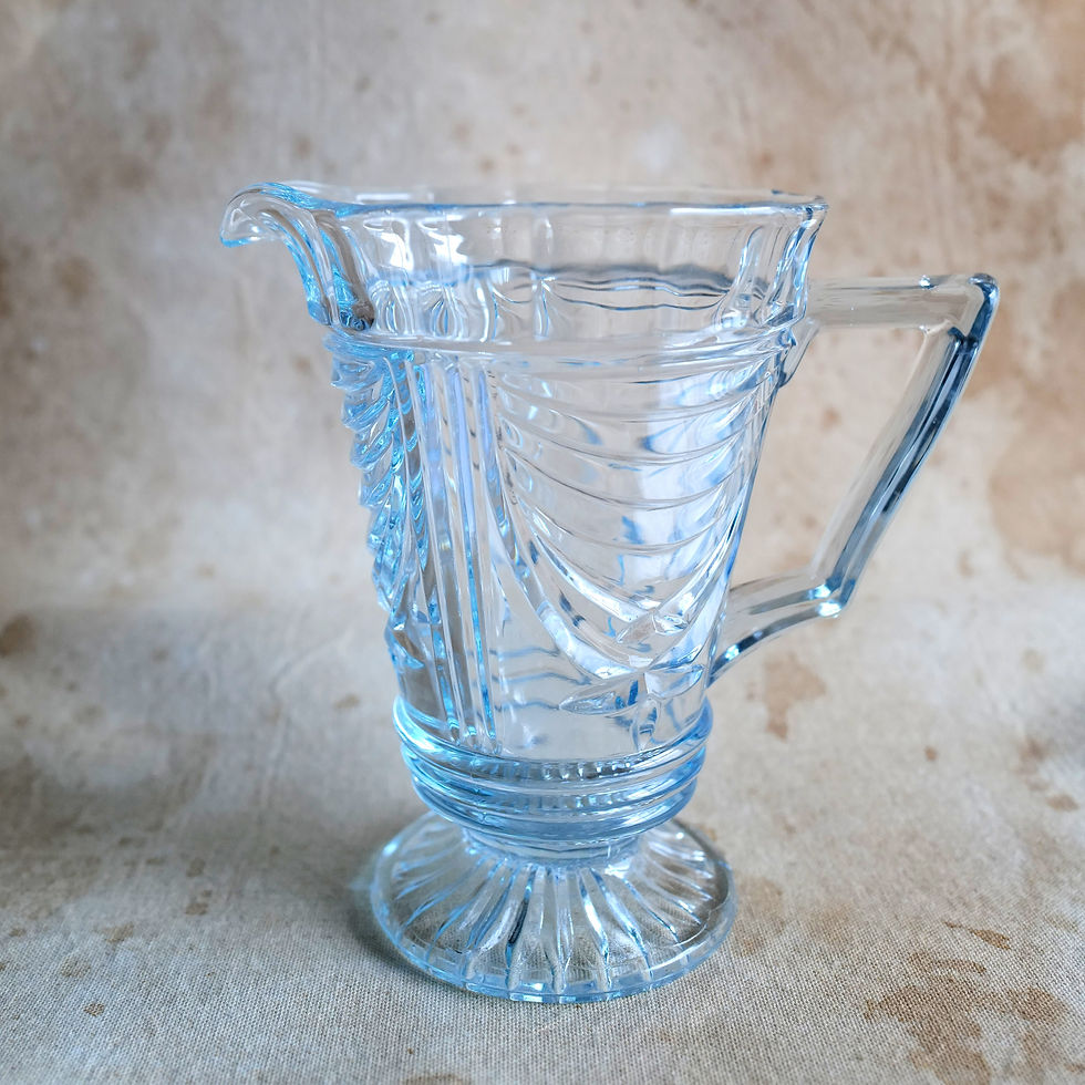 Art Deco Pale Blue Sowerby Pressed Glass Jug