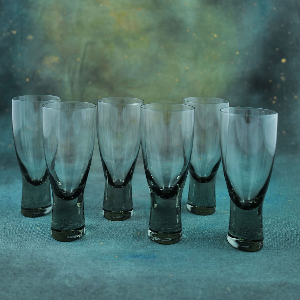 A Set of Six Holmegaard Canada Tall Smoked Glasses