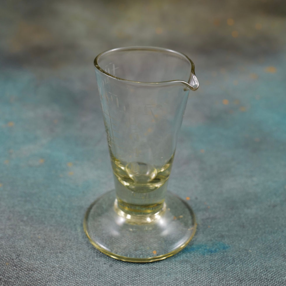 Vintage Etched Hand Blown Glass Measuring Cylinder