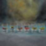 Six French Shot Glasses with Retro Printed Car Designs