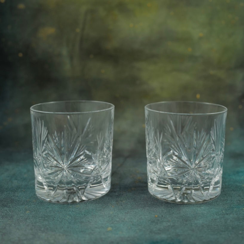A Stunning Pair of Classic Star of Edinburgh Cut Crystal Rocks Glasses