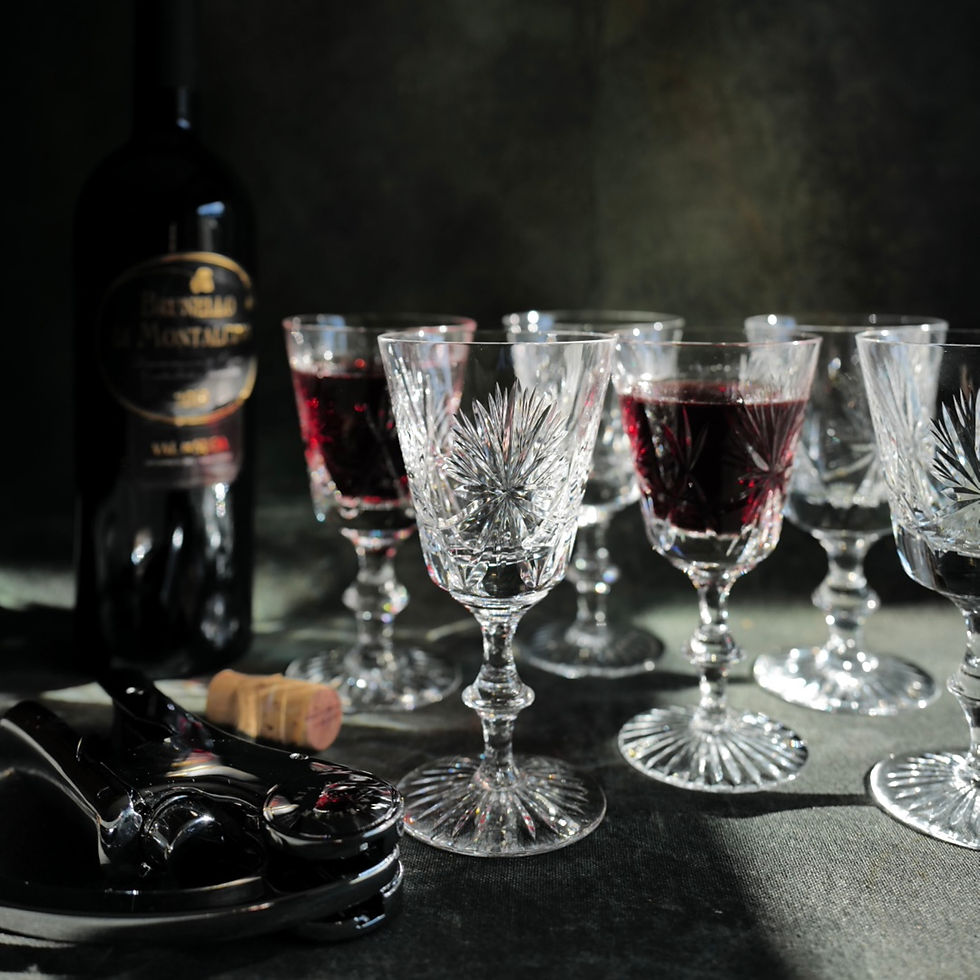 A Striking Set of Six Classic Star of Edinburgh Cut Crystal Large Wine Glasses