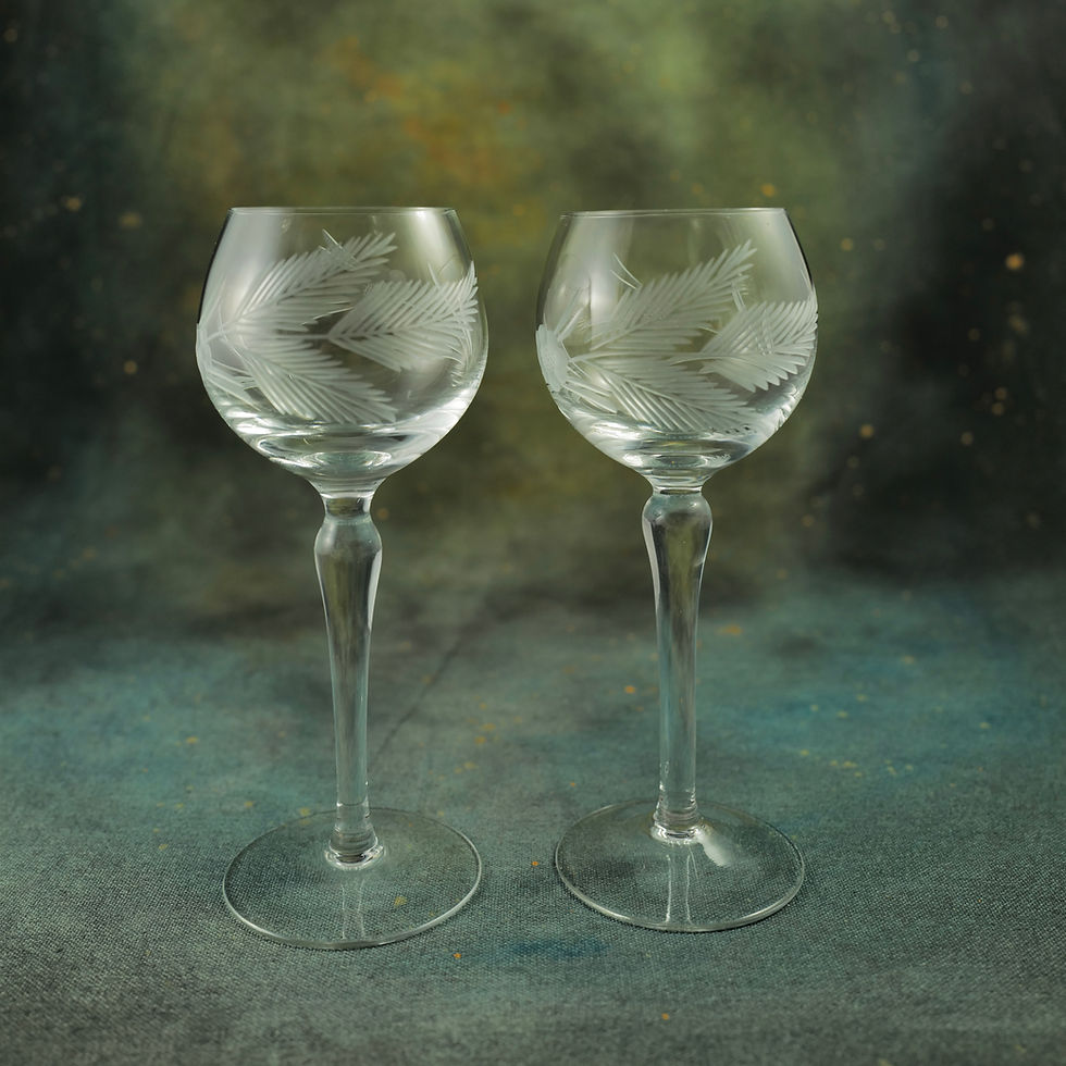 A Pair of Vintage Etched Hock Glasses