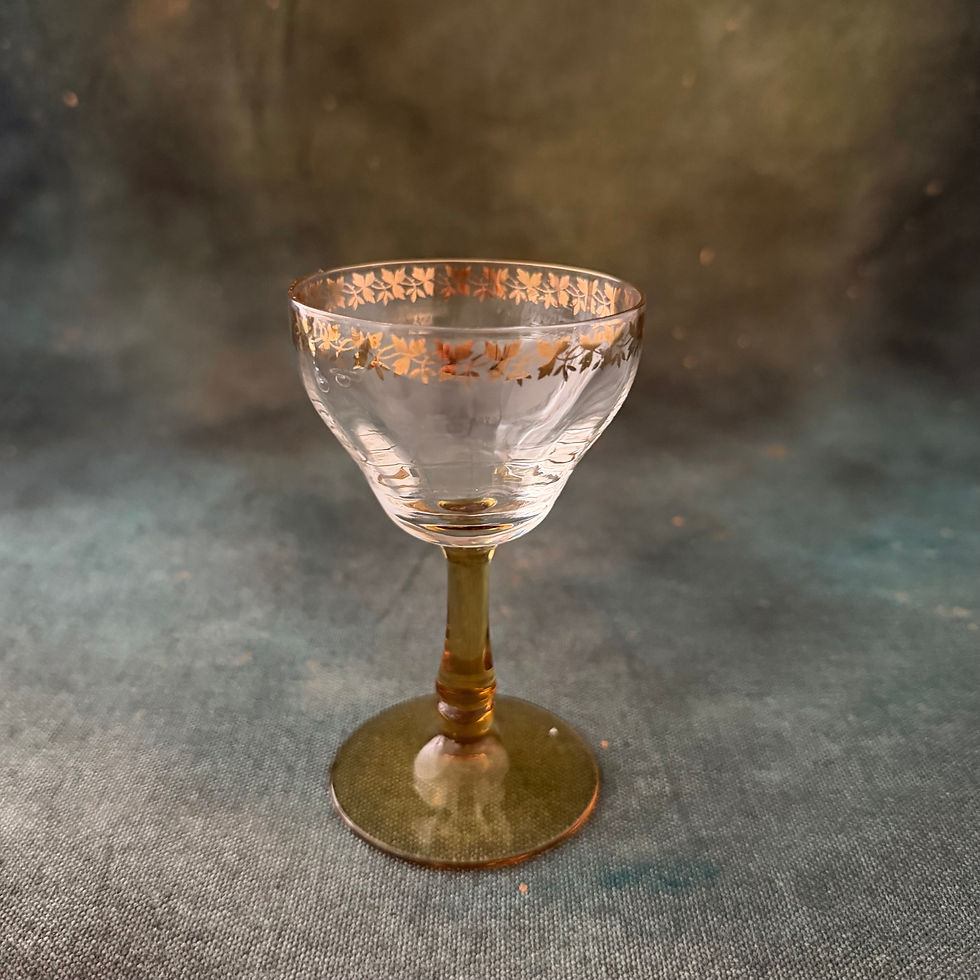 A Lovely Vintage Amber Stemmed Crystal Glass