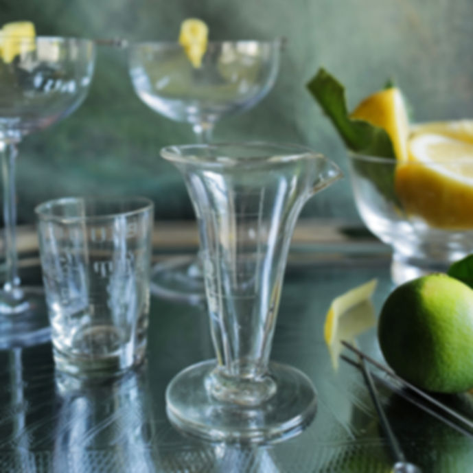 Small Flared Vintage Etched Glass Measuring Cylinder