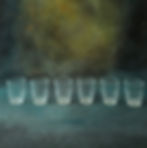 Six Midcentury Pressed Glass Shot Glasses