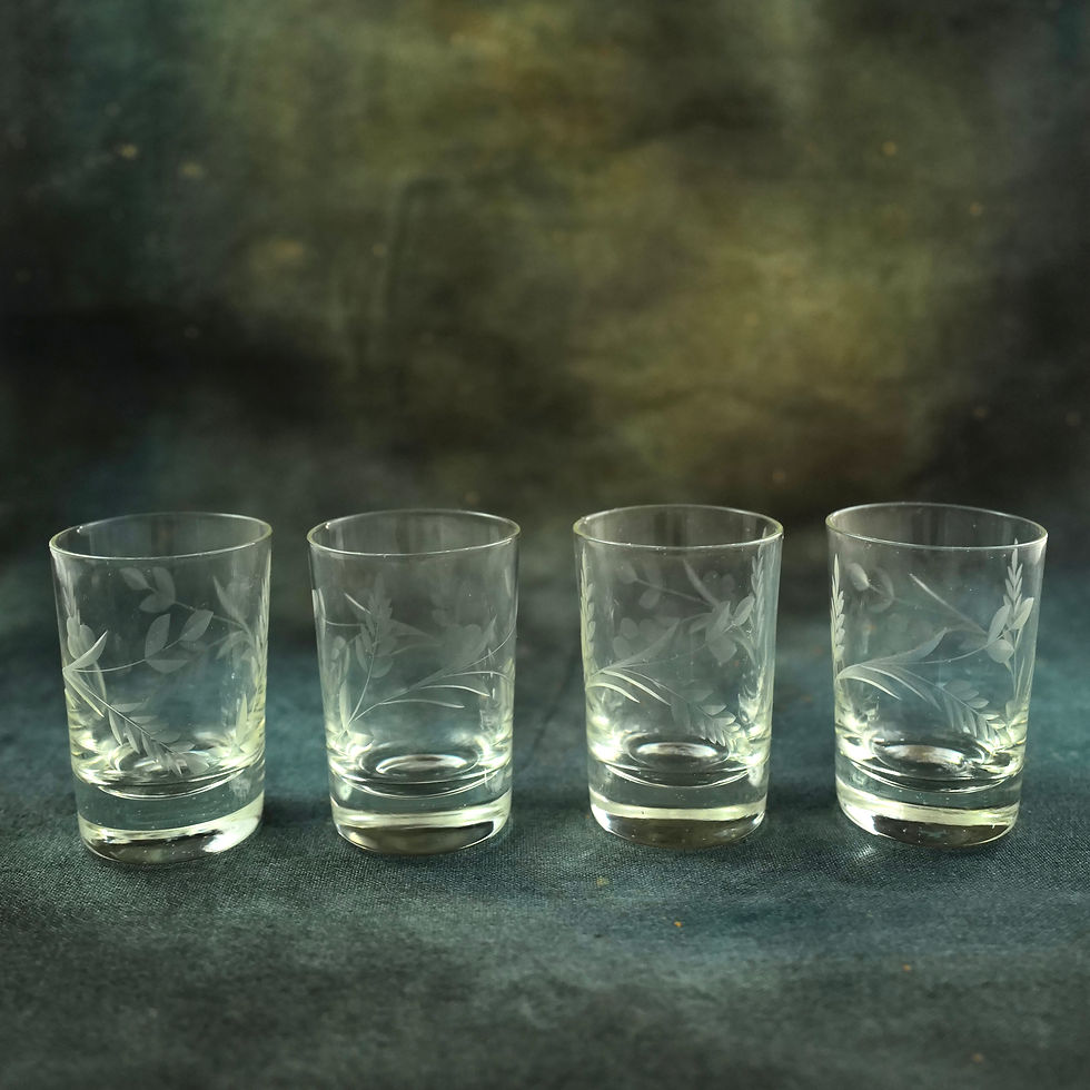 A Set of Four Midcentury Etched Tumblers