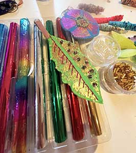 mixed media foiling fabric for workshop