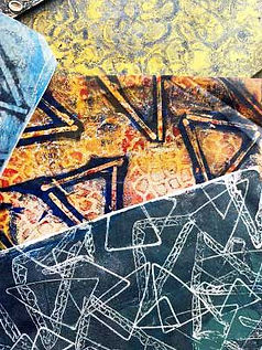 gelli printed samples for workshop