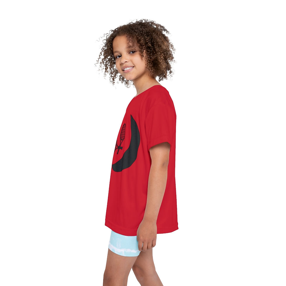Thumbnail: TennisMoon Big Smile kids sports jersey /red black