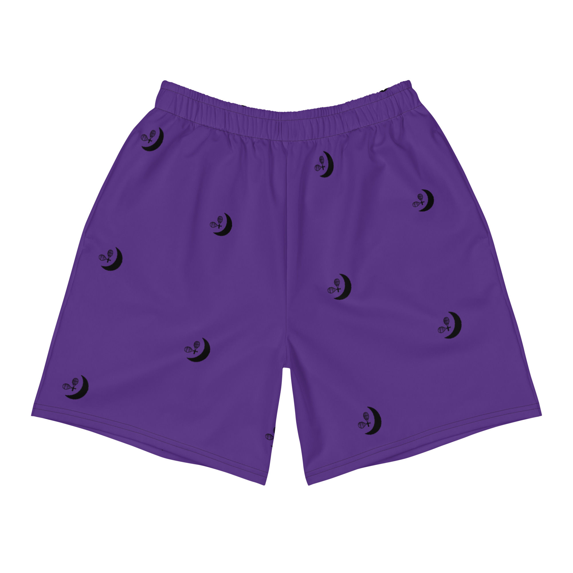 Smile Polkadot Black TennisMoon Unisex Athletic Long Shorts Purple