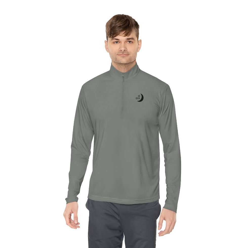 Thumbnail: Smile BK TennisMoon Everyday Unisex Quarter-Zip Pullover Grey