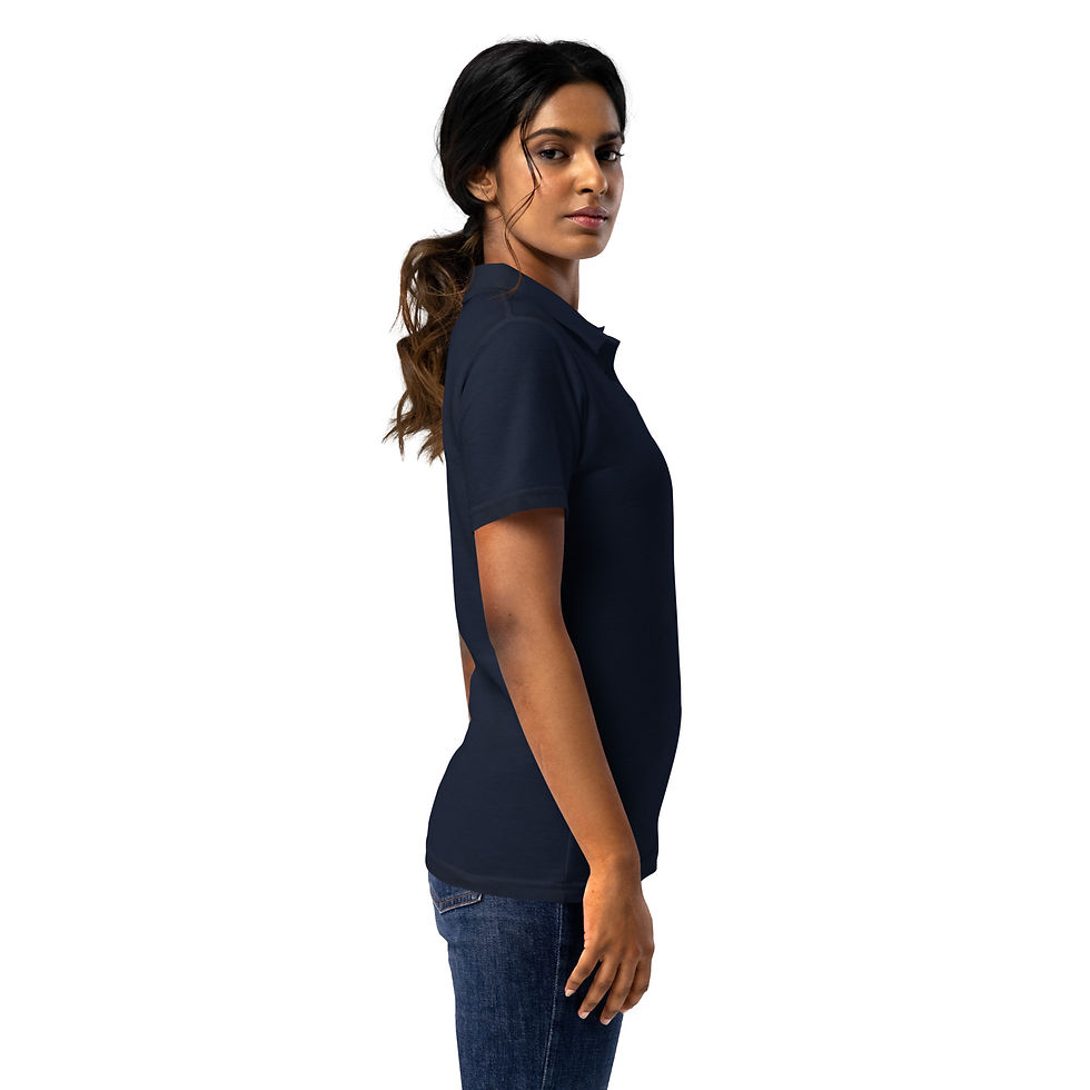 Thumbnail: Smile TennisMoon xoxo embroidered women’s pique polo shirt navy pink