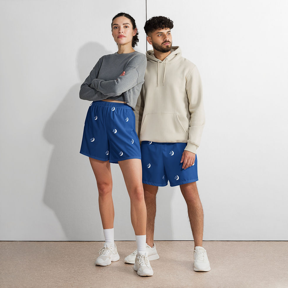 Thumbnail: Smile Polkadot TennisMoon Unisex Athletic Long Shorts Blue