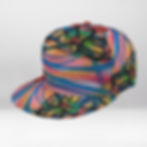 Beautiful Mind Snapback Hat – side view showing vibrant multi-color artwork and black abstract linework.
