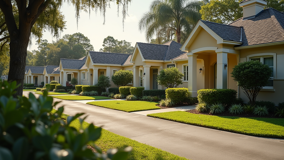 High angle view of a charming Tampa neighborhood with beautiful homes
