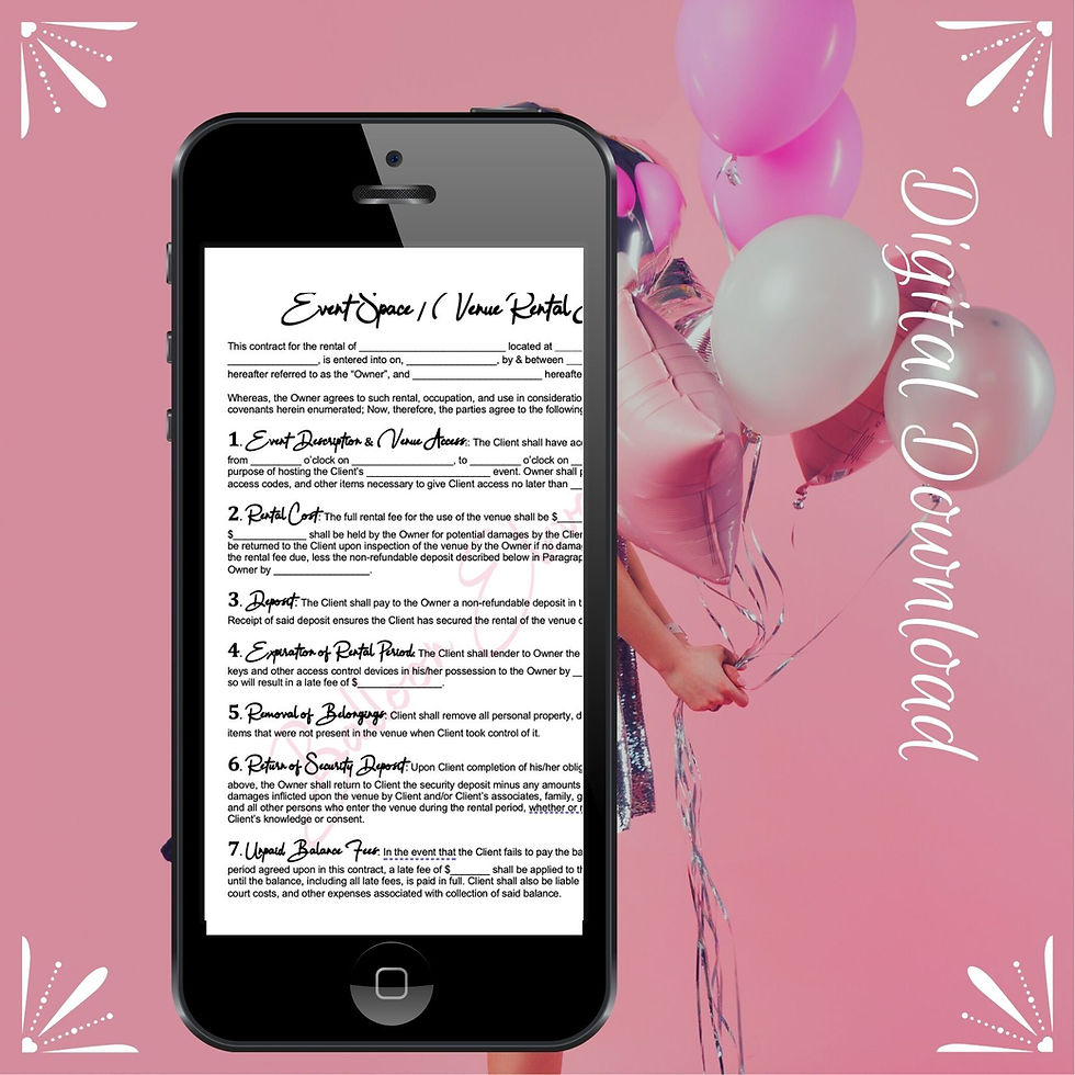 Thumbnail: Event Space Venue Rental Agreement Editable Word Doc