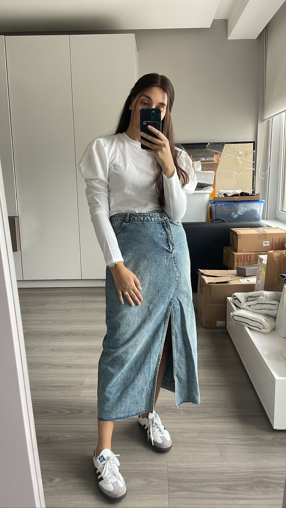 Thumbnail: Asymetric Midi Denim Skirt