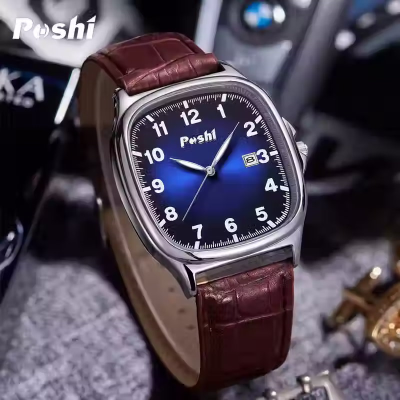 Relógios Quartzo Masculino, Pulseira de couro, Relógio de pulso casual,