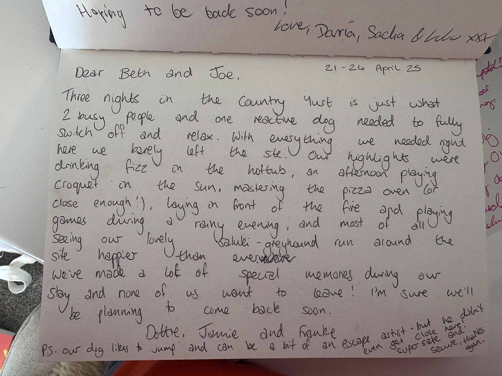 Guest book picture of this dog friendly holiday review.