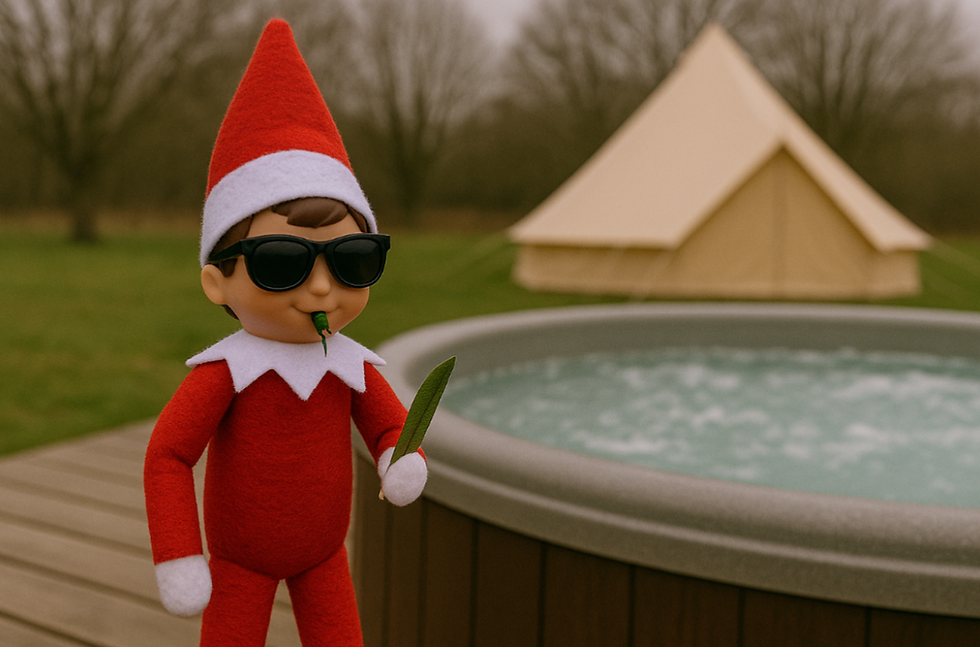 AI image of elf hot tub lifeguard with a leaf whistle