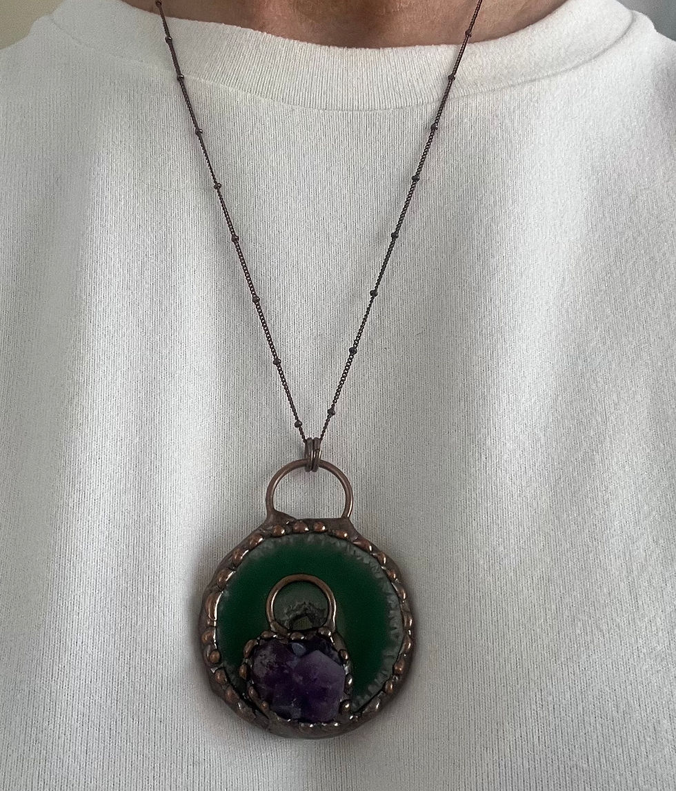 Thumbnail: Green Agate Adorned with Amethyst Necklace