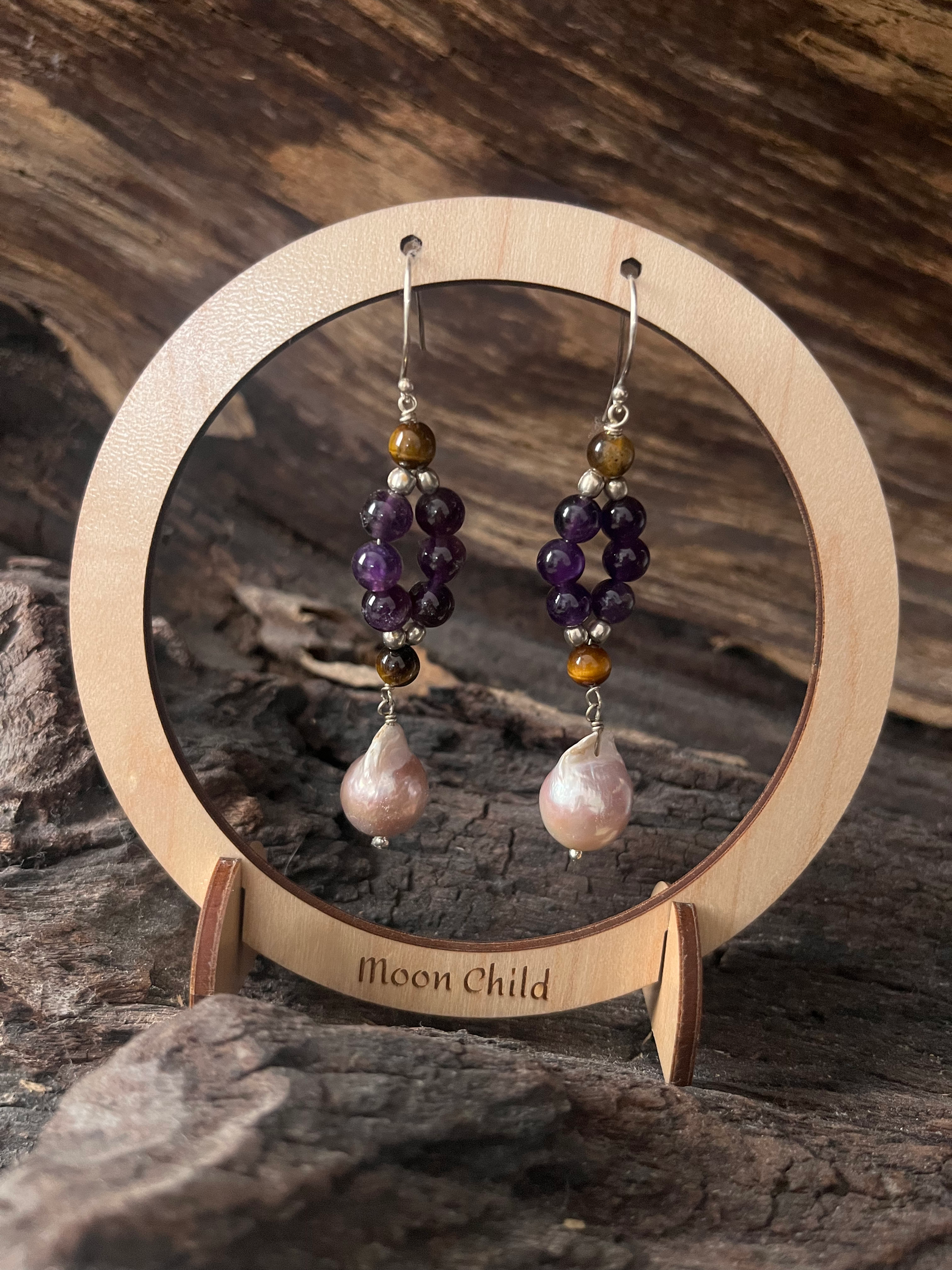 Salty and Sweet Amethyst and Pearl Earrings
