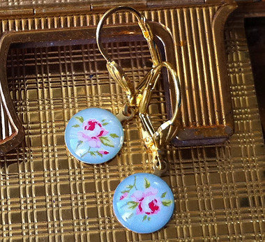Blue Rose Earrings