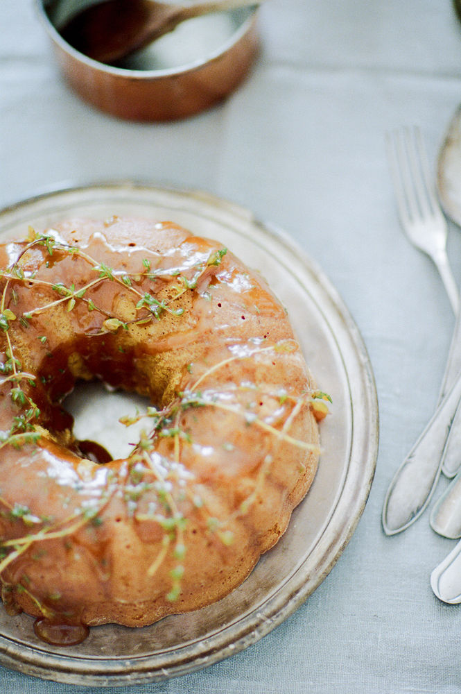 Honey Safron Cake with Lemon Thyme Beurre Noisette Salt & Wonder